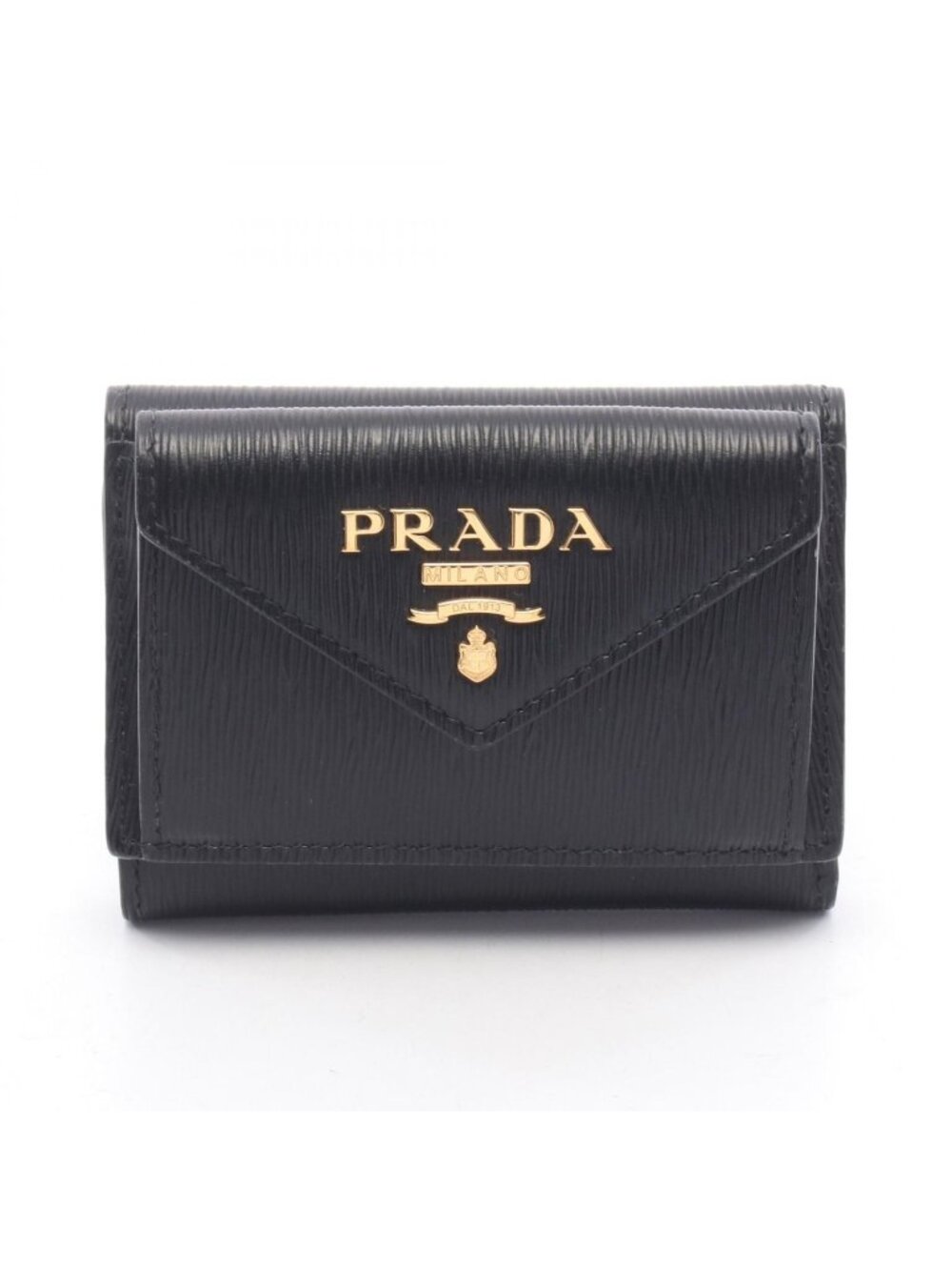 Prada Trifold Wallet Vitello Move Compact Black Leather